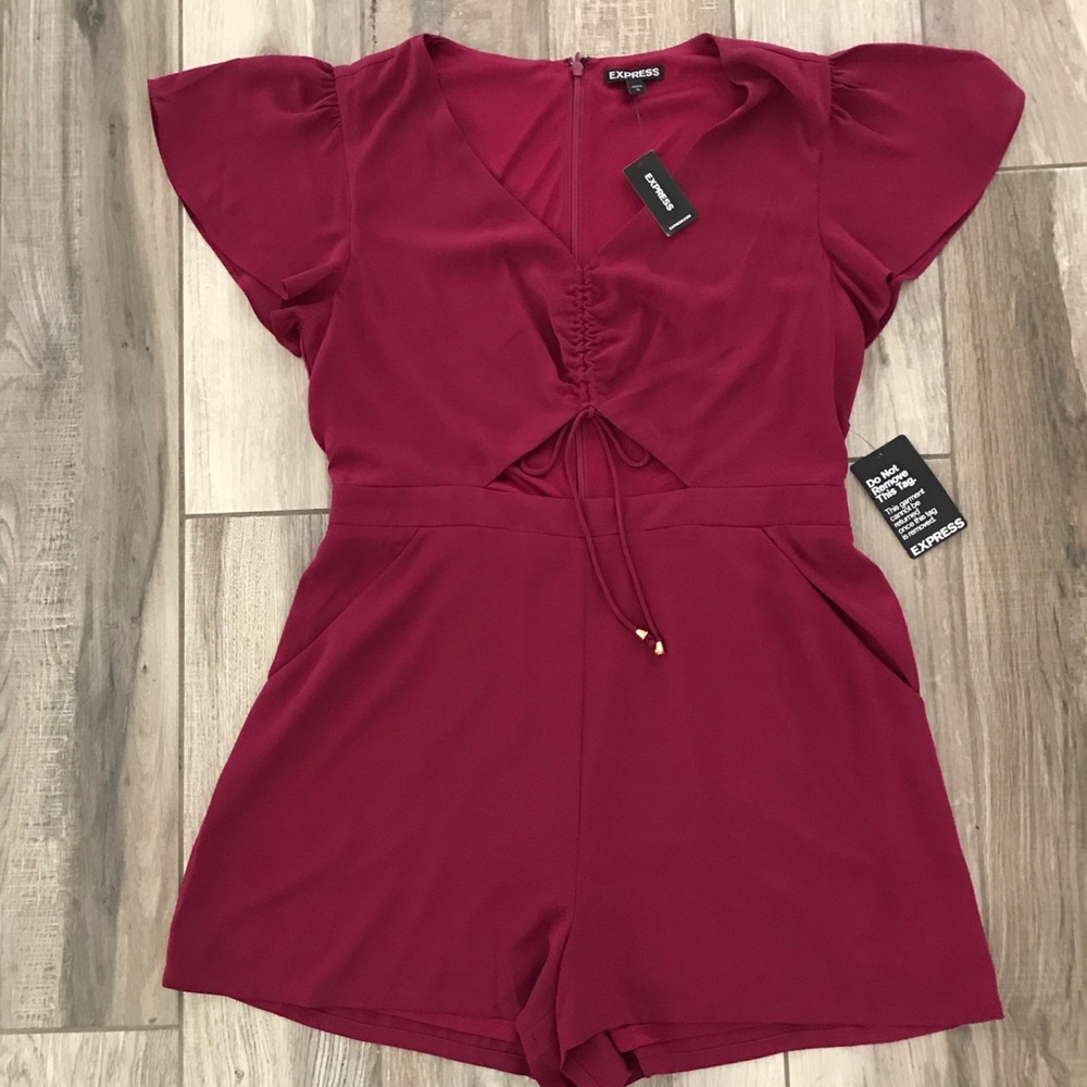 Express Berry Cut Out Romper